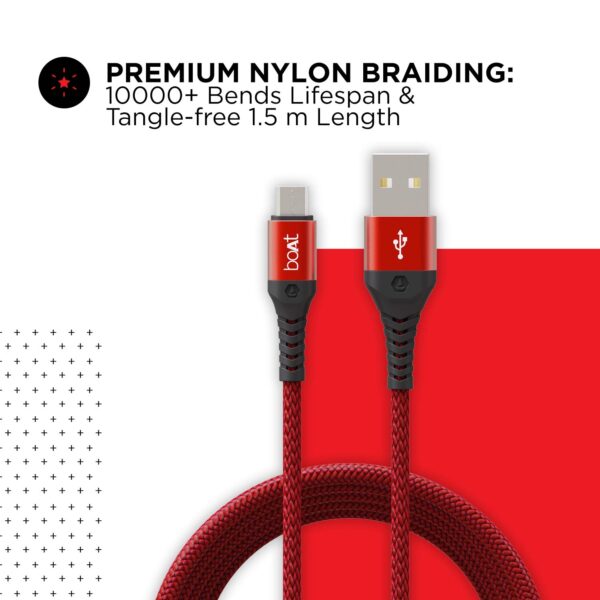 boAt Micro USB 550 Stress Resistant Cable (Martian Red) 3