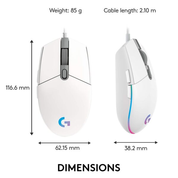 Logitech G102 Light Sync Gaming Mouse (White) 2