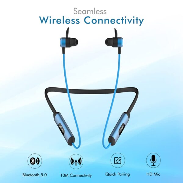 pTron Tangent Plus V2 Bluetooth 5.0 Wireless Headphones (Black & Blue) 2