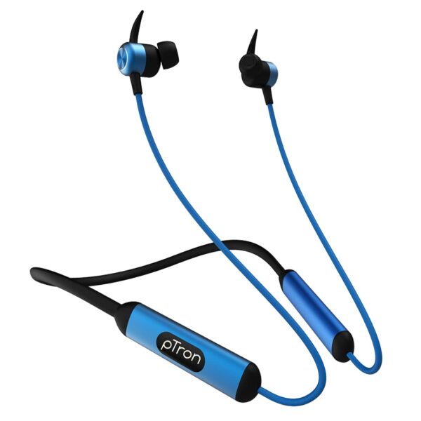 pTron Tangent Plus V2 Bluetooth 5.0 Wireless Headphones (Black & Blue) 1