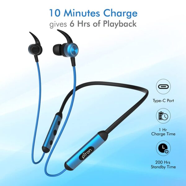 pTron Tangent Plus V2 Bluetooth 5.0 Wireless Headphones (Black & Blue) 5