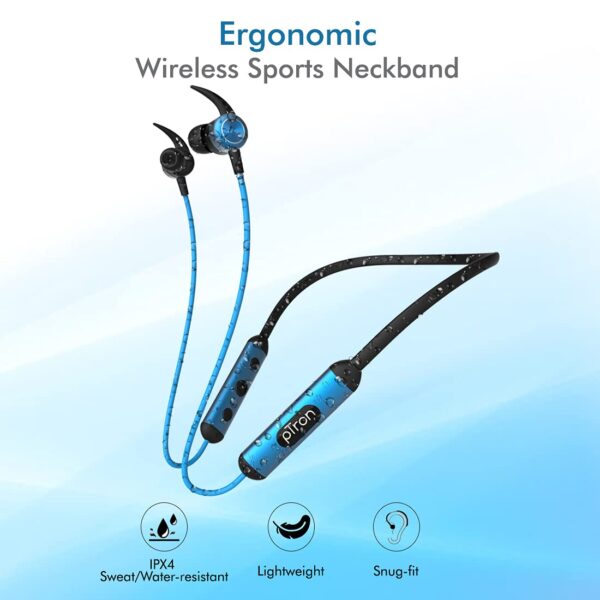 pTron Tangent Plus V2 Bluetooth 5.0 Wireless Headphones (Black & Blue) 4