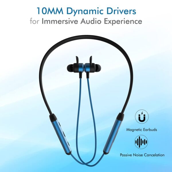 pTron Tangent Plus V2 Bluetooth 5.0 Wireless Headphones (Black & Blue) 3