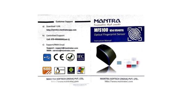 Mantra MFS100 v54 OTG with RD Service Finger Print Scanner (Black) 2