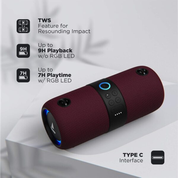 boAt Stone 1200 14W Bluetooth Speaker (Maroon) 4