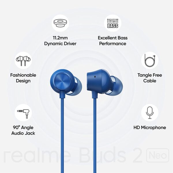 realme Buds 2 Neo in-Ear Wired Earphones (Blue) 3