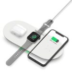 RAEGR Arc 1350 [3-In-1] Triple Wireless Charging Pad Trio Mat (White)