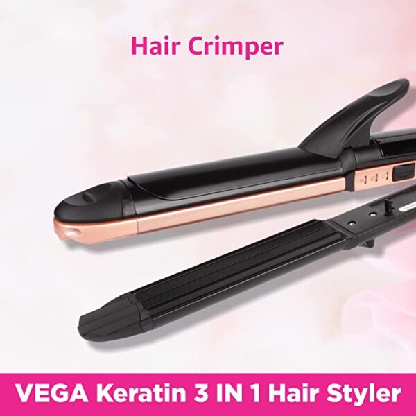 VEGA Keratin 3 in 1 Hair Styler - Straightener (VHSCC-03)Rose Gold 3