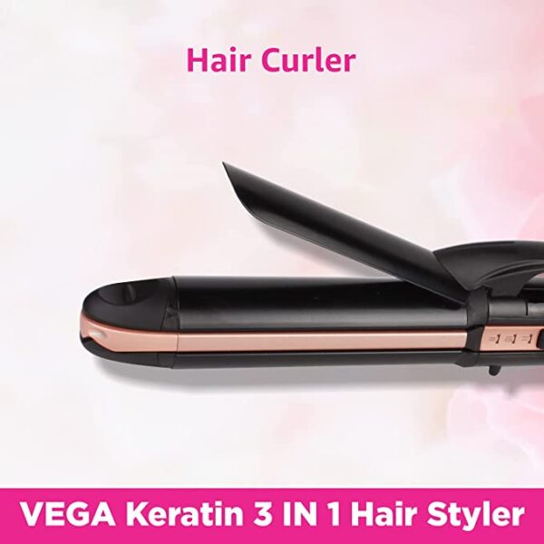 VEGA Keratin 3 in 1 Hair Styler - Straightener (VHSCC-03)Rose Gold 4