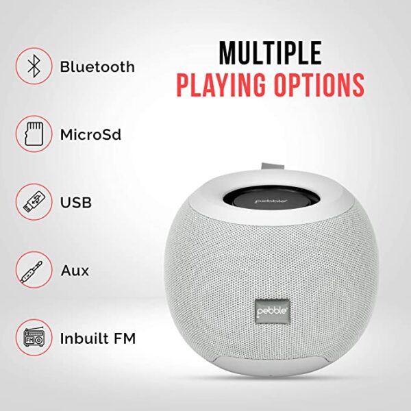 Pebble Dome Heavy Bass 5W Bluetooth Speaker (Grey) 6