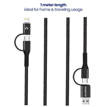 Stuffcool Quad 4 In 1 Cable 65w Pd Usb To Lype-c Cable 1 M Lightning Cable 3