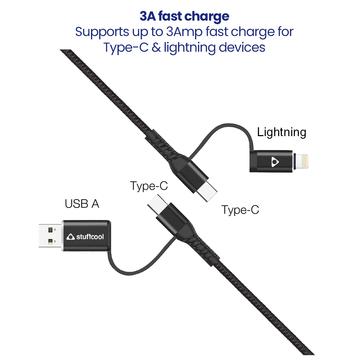 Stuffcool Quad 4 In 1 Cable 65w Pd Usb To Lype-c Cable 1 M Lightning Cable 5
