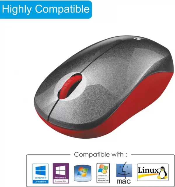 Portronics Toad 12 Wireless Optical Mouse (Red-Black) 2