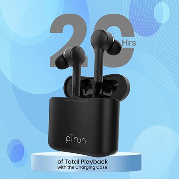 pTron Bassbuds Lite V2 Truely Wireless Earbuds (Black) 2