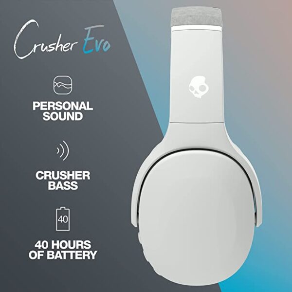 Skullcandy Crusher Evo Wireless Over-Ear Headphone (Light Gray Blue) 3