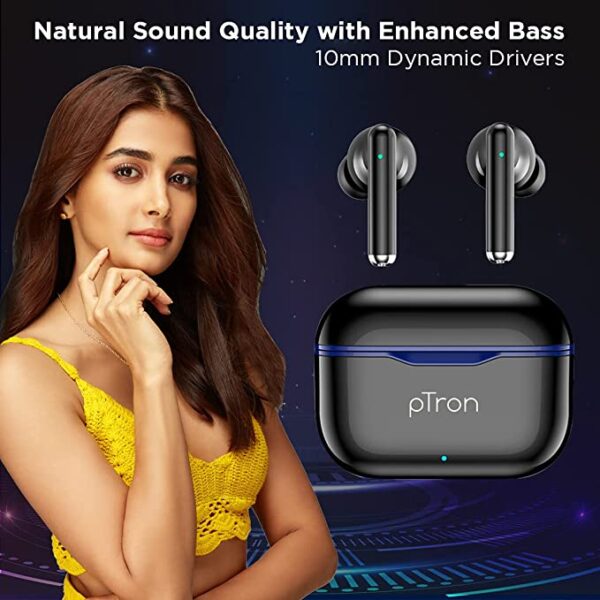 pTron Bassbuds Pixel True Wireless Bluetooth Buds (Black) 6