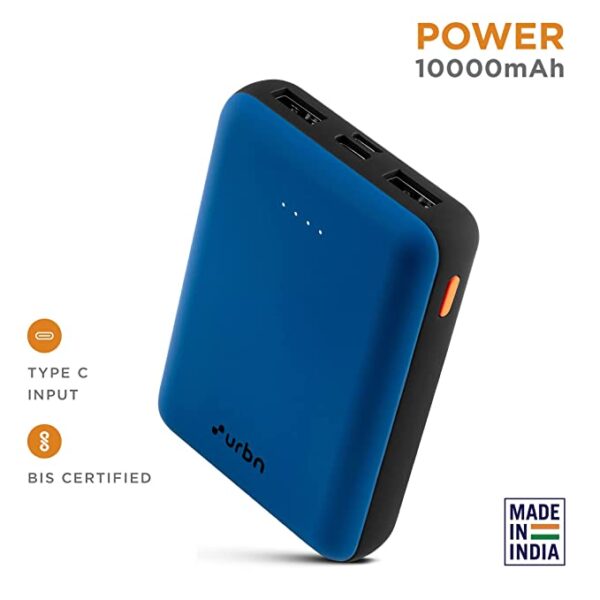 URBN 10000 mAh Li-Polymer Ultra Compact Power Bank with (Bright Blue) 2