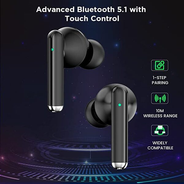 pTron Bassbuds Pixel True Wireless Bluetooth Buds (Black) 3