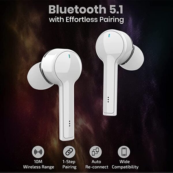 pTron Bassbuds Lite V2 Truely Wireless Earbuds (White) 6