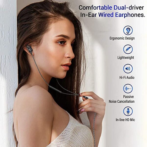 PTron Boom Ultima Dual-Driver Wired Earphones (Black) 2