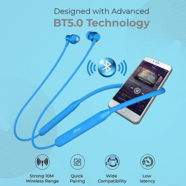 PTron Tangent Evo Bluetooth Wireless Neckband with Deep Bass (Blue) 5