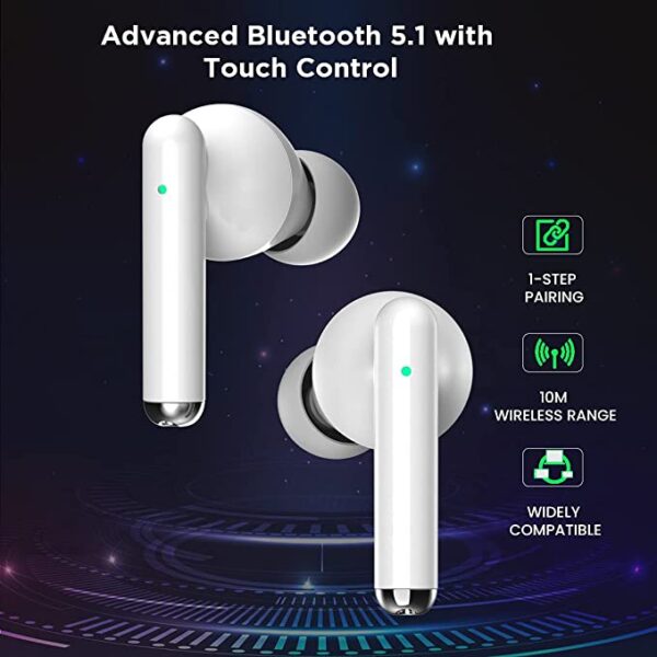 pTron Bassbuds Pixel True Wireless Bluetooth Buds (White) 4