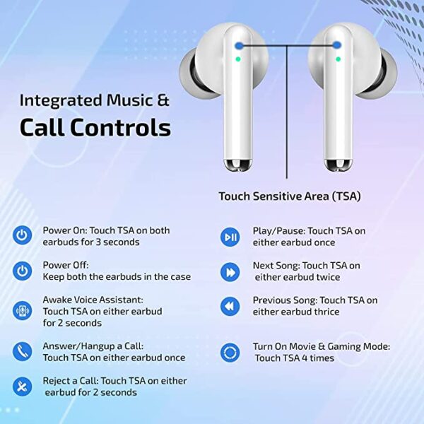 pTron Bassbuds Pixel True Wireless Bluetooth Buds (White) 7