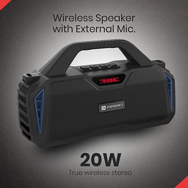 Portronics Chime 20W TWS Wireless Bluetooth Speaker (Blue) 4