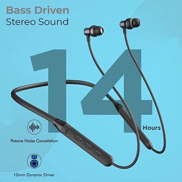 PTron Tangent Evo Bluetooth Wireless Neckband with Deep Bass (Black) 2