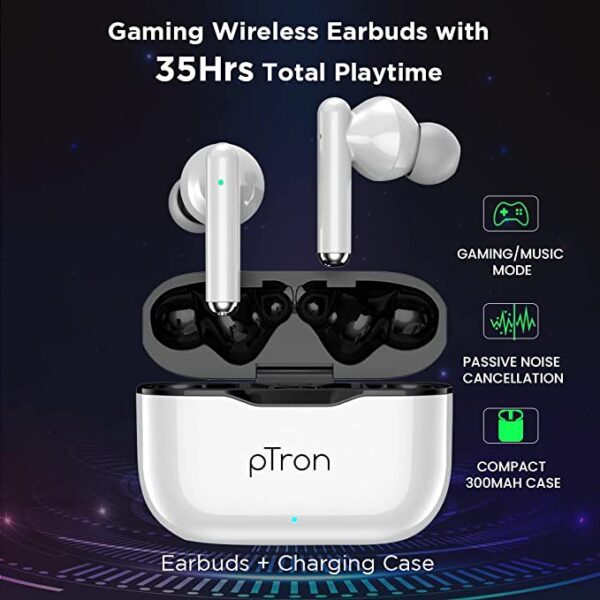 pTron Bassbuds Pixel True Wireless Bluetooth Buds (White) 3