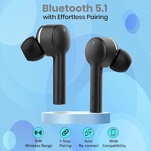 pTron Bassbuds Lite V2 Truely Wireless Earbuds (Black) 4