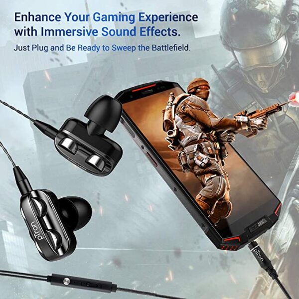 PTron Boom Ultima Dual-Driver Wired Earphones (Black) 3