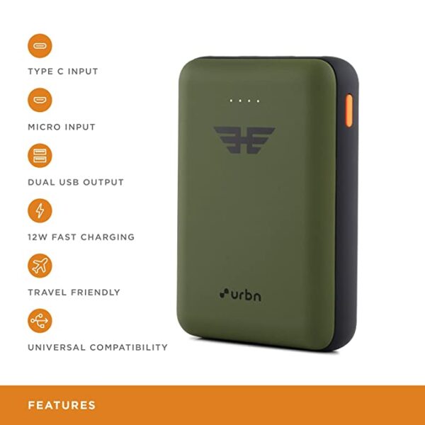 URBN 10000 mAh Li-Polymer Ultra Compact Power Bank with (Camo) 3