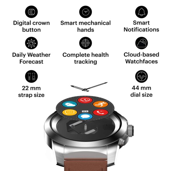 Noise NoiseFit Fusion Hybrid Smart Watch with Leather Strap (Vintage Brown) 2