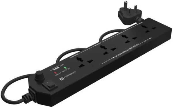 Portronics Power Plate 4 Extension Board with 1 USB (Black) 1