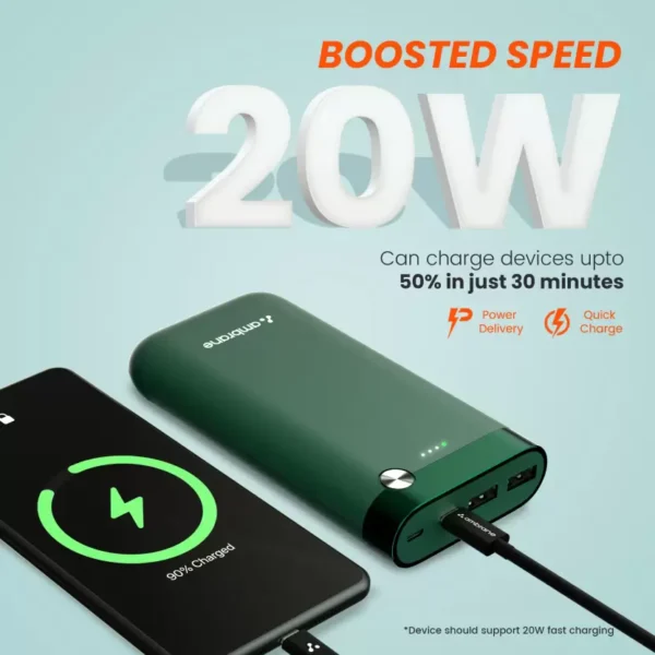 Ambrane PP-20 Pro 20000mAh Lithium Polymer Power Bank (Green) 4