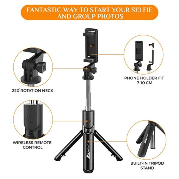 WeCool Bluetooth Extendable Selfie Sticks with 3-in-1 Multifunctional 2