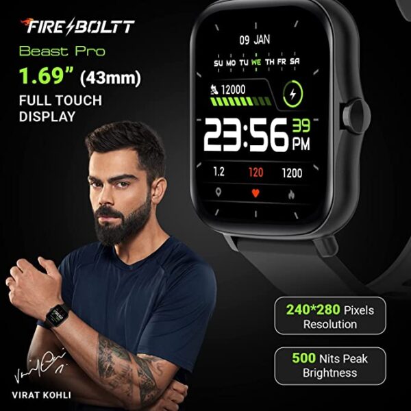Fire-Boltt Beast Pro Bluetooth Calling 1.69 Smart Watch (Black) 6