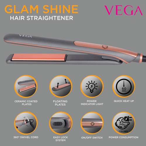 VEGA Glam Shine Hair Straightener VHSH-24 (Grey) 2